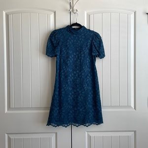 ELIZA J Navy Lace Short Sleeved Mini Dress